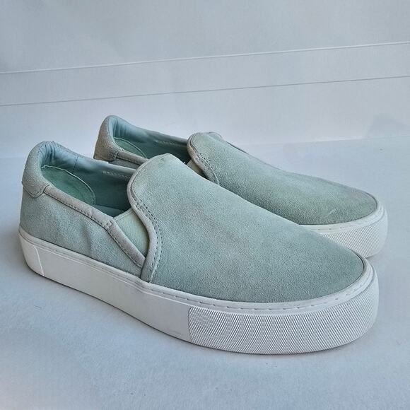 Light Green Ugg Sneakers Jass Size 8.5 Suede Leather Slip On Loafers - Picture 2 of 14